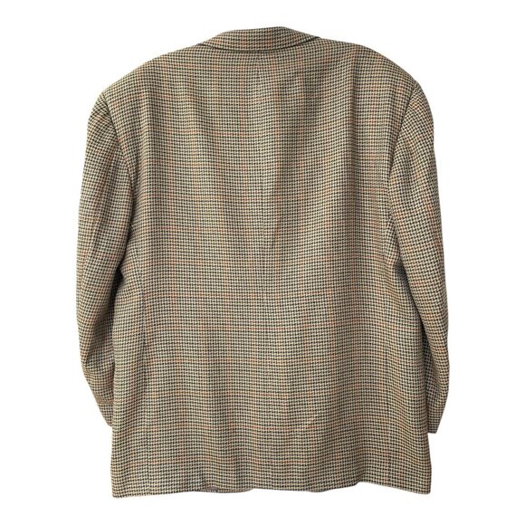 David G. Cotugno Mens 2 Button Silk Wool Blazer Jacket Beige Yellow Houndstooth - Picture 2 of 14